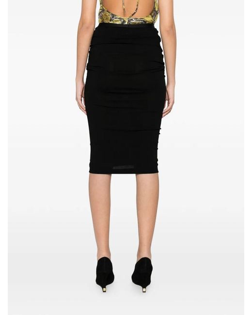 Valentino Garavani Black Ruched Midi Skirt