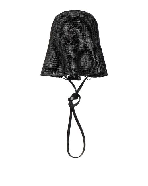 Ruslan Baginskiy Black Reversible Raffia Hatbag Shoulder Bag