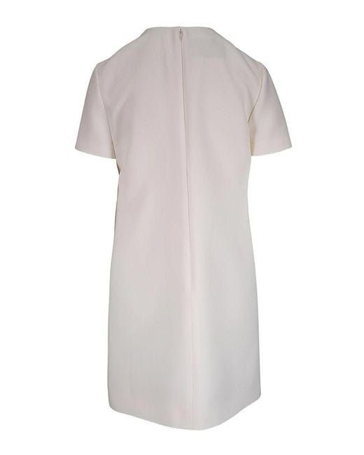 Valentino Garavani White Vlogo Signature Wool And Silk Dress