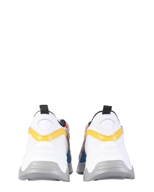 MSGM White Panelled Lace-Up Sneakers for men