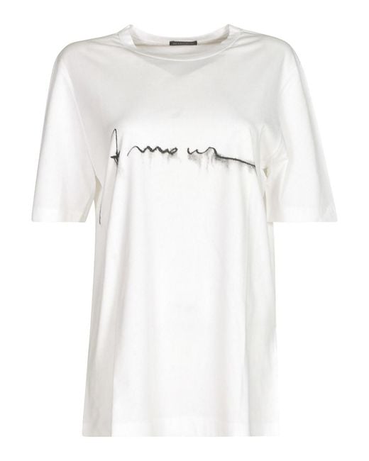 Ann Demeulemeester White Asymmetric Essential Top