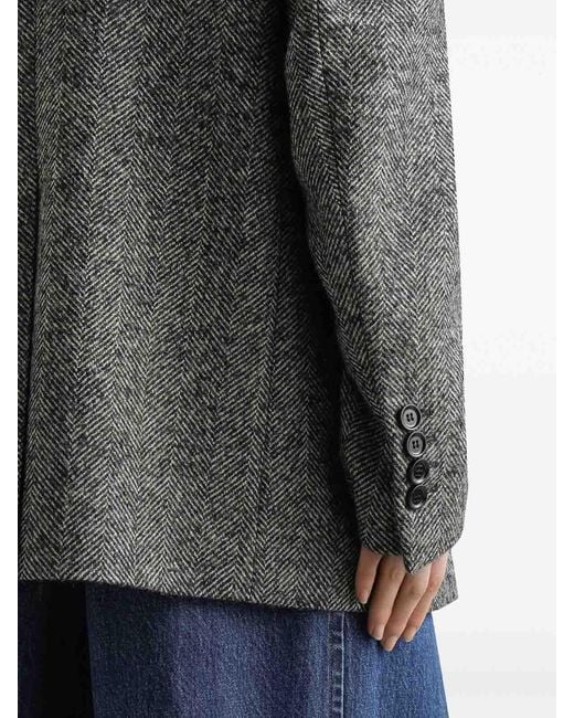 Dolce & Gabbana Gray Double-Breasted Chevron Jacket