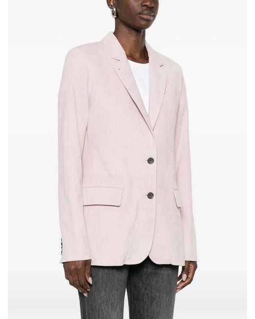 Desa Nineteenseventytwo Pink Leather Classic Blazer