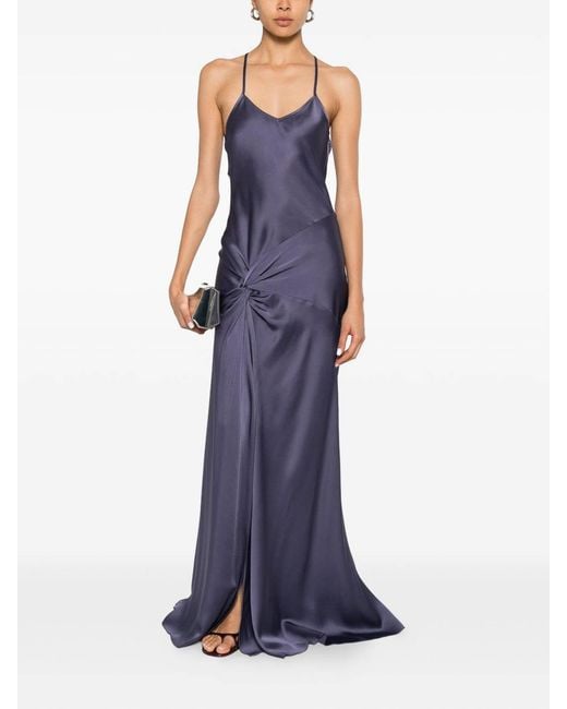 Victoria Beckham Purple Scoop Neck Maxi Dress