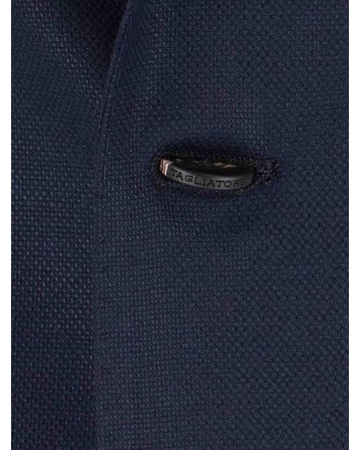 Tagliatore Blue Single-Breasted Virgin Wool Blazer for men