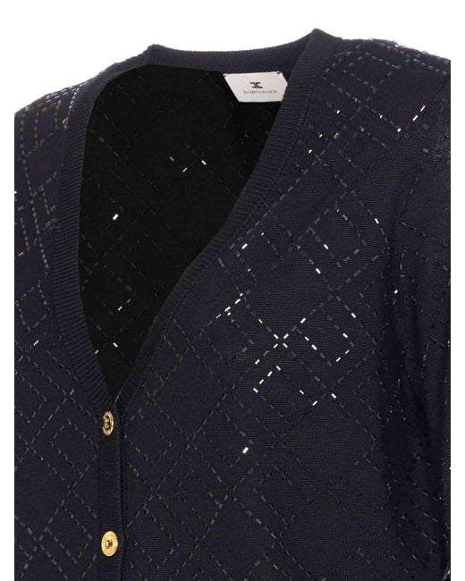 Elisabetta Franchi Blue Cardigan Buttons Closure