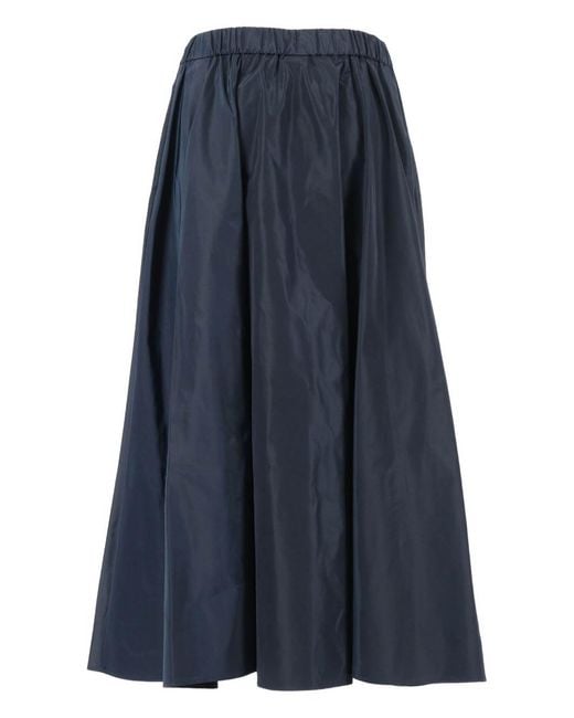 Aspesi Blue Elastic-Waist Flared Midi Skirt