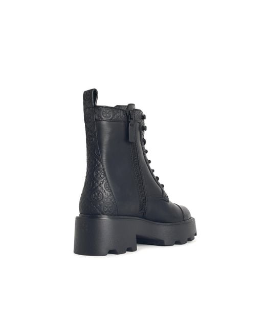 Tory Burch Blue T Monogram Leather Ankle Boots