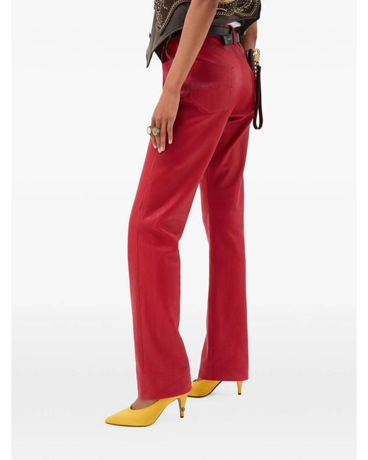 Versace Red Leather Pant
