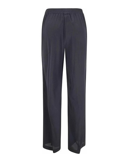 Seventy Blue Crepe Mixed Silk Trousers