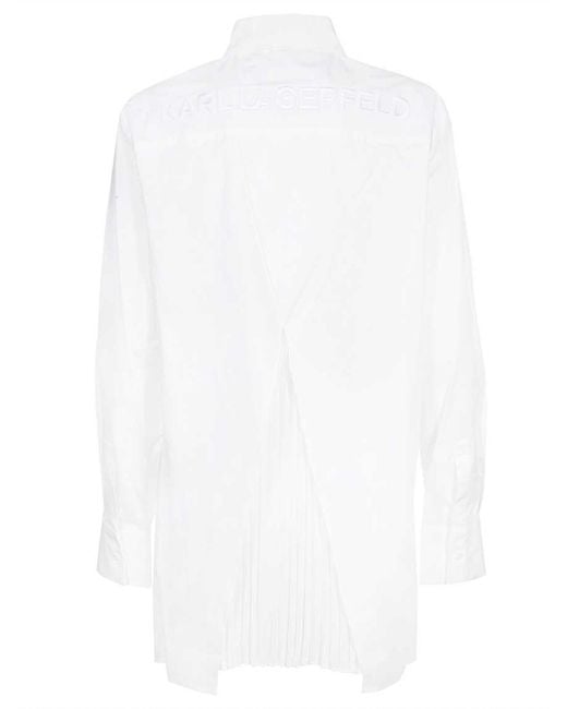 Karl Lagerfeld White Pleated Back Tunic Shirt