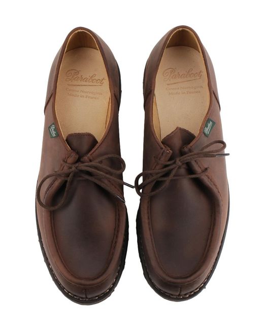 Paraboot Brown Leather Lace-Up Derby Shoes for men