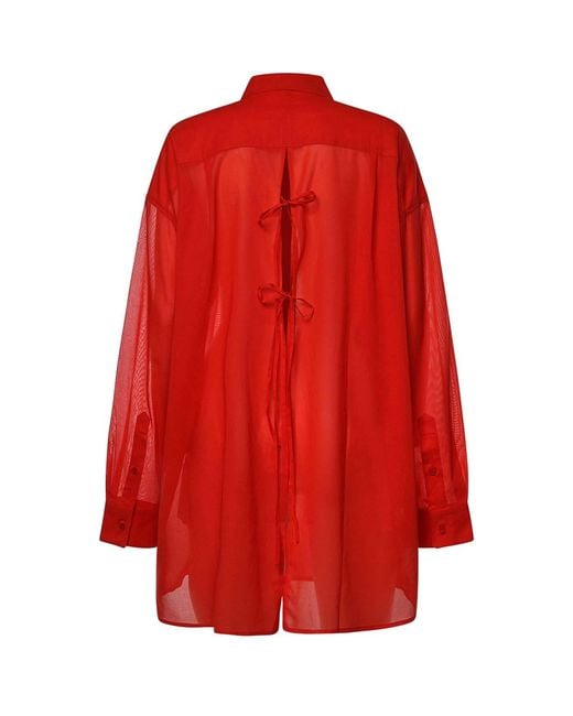 Frankie Shop Red Melia Cotton Shirt