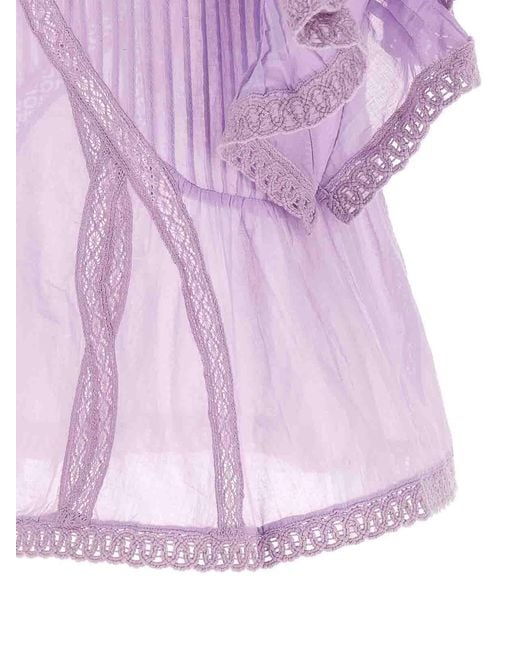 Farm Rio Purple Openwork Detail Blouse