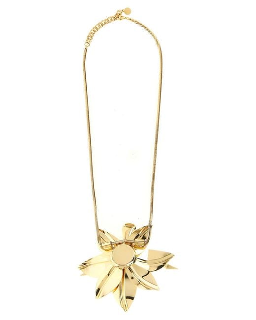Rabanne Metallic Flower Pendant Necklace