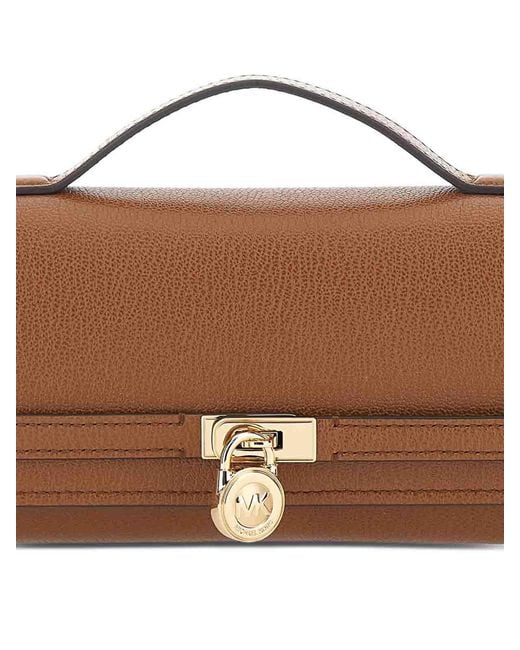 Michael Kors Brown Clutch With Padlock Charm