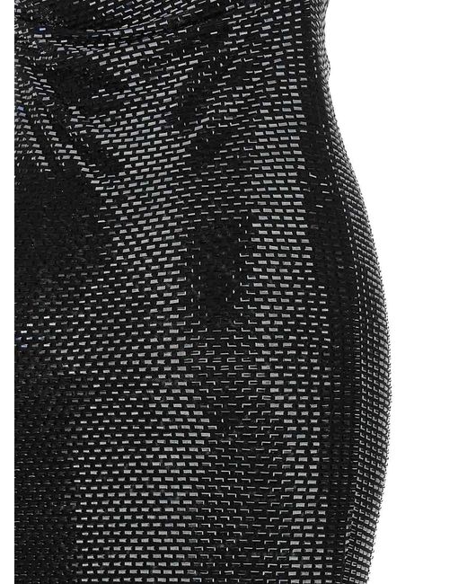 Self-Portrait Black Rhinestone Draped Maxi' Dress