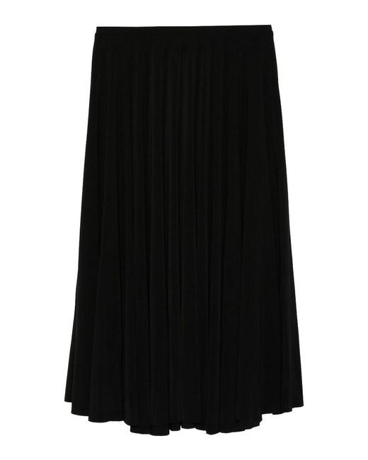 Norma Kamali Black Pleated Midi Skirt