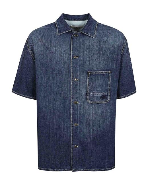 Alexander McQueen Blue Hawaiian Shirt In Denim for men