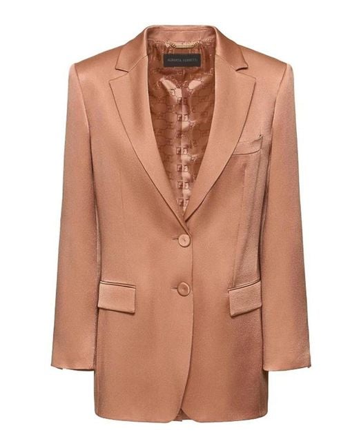 Alberta Ferretti Brown Oversized Single-Breasted Satin Jacket