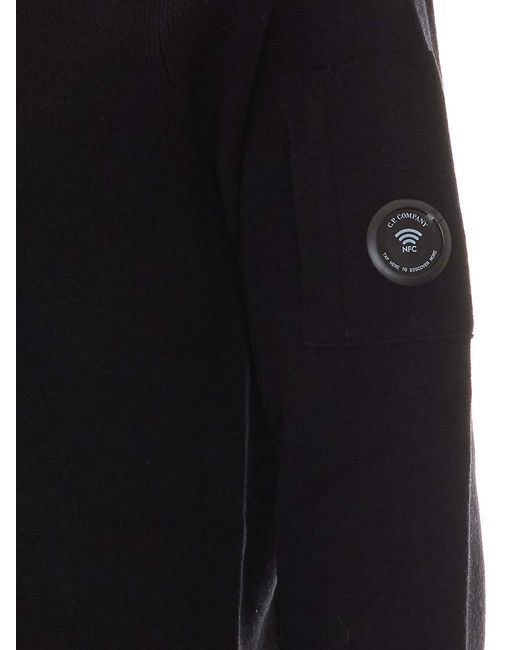 C P Company Black Knitted Hoodie for men