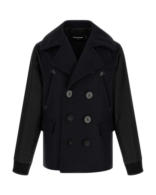 DSquared² Blue Hybrid Peacoat' Coat for men