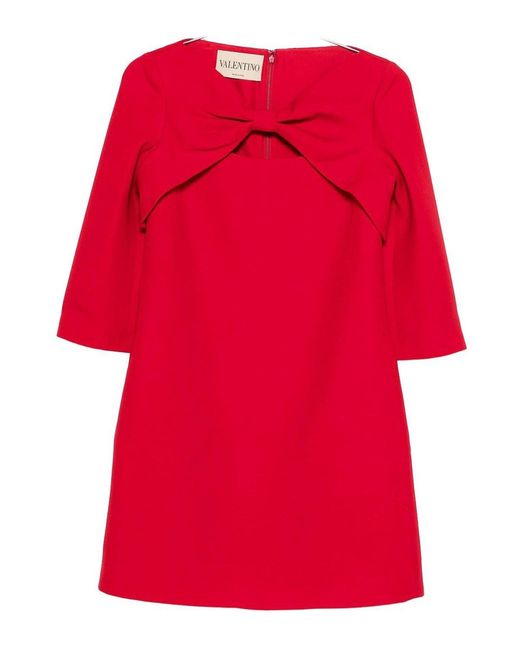 Valentino Garavani Red Wool And Silk Mini Dress