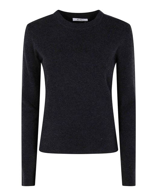 Max Mara Blue Ticino Logo Long Sleeves Round Neck Sweater