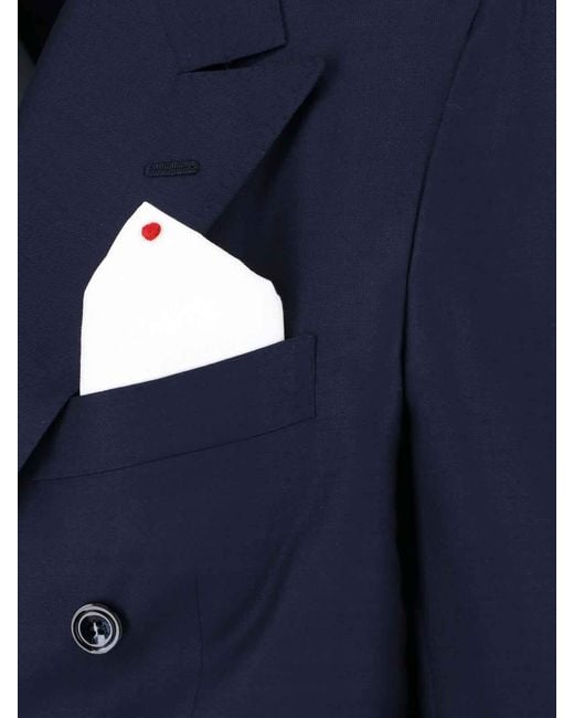 Kiton Blue Double-Breasted Wool Suit for men