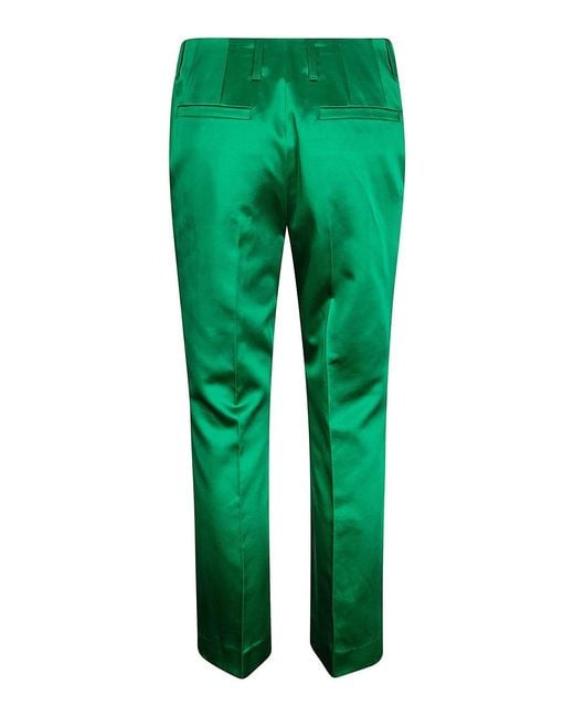 Dries Van Noten Green Cropped Flared Pants