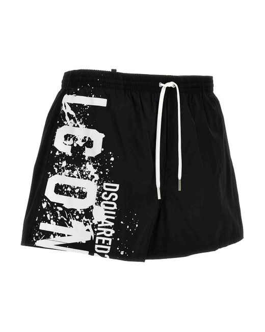 DSquared² Black Midi Boxer Shorts Beachwear for men