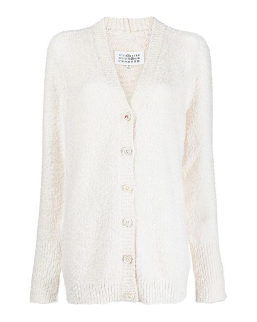 Maison Margiela White Cotton Blend Cardigan
