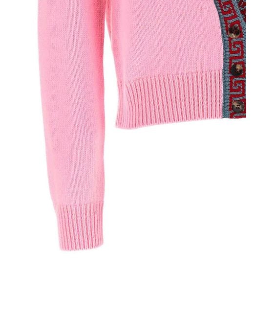 Versace Pink Wool And Cashmere Cardigan