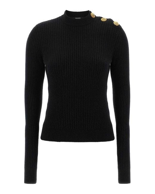 Balmain Black Ribbed Sweater