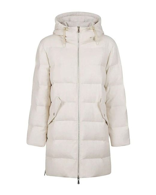 Eleventy White Down Jacket With Hood