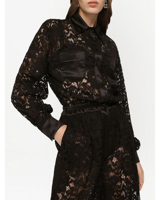 Dolce & Gabbana Black Lace Silk Blend Jumpsuit