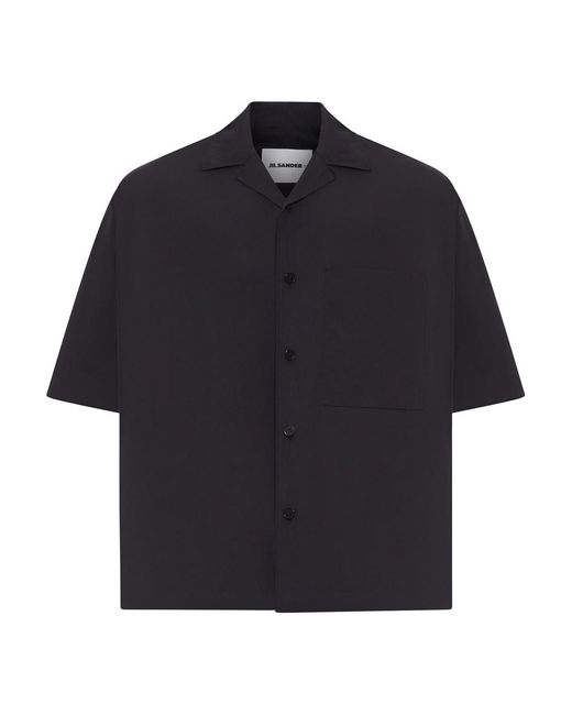 Jil Sander Blue Oversized Cotton Poplin Shirt for men