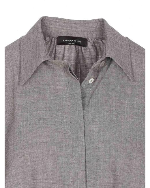 Fabiana Filippi Gray Front-Button Shirt