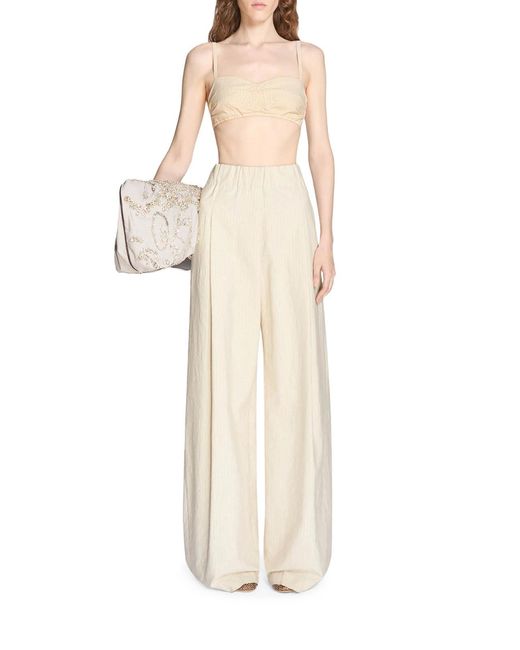 Dries Van Noten White Wide-Leg Cotton Trousers With Striped Pattern