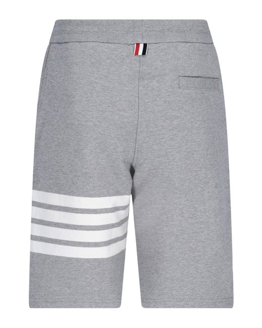 Thom Browne Gray 4-Bar Sweat Shorts for men