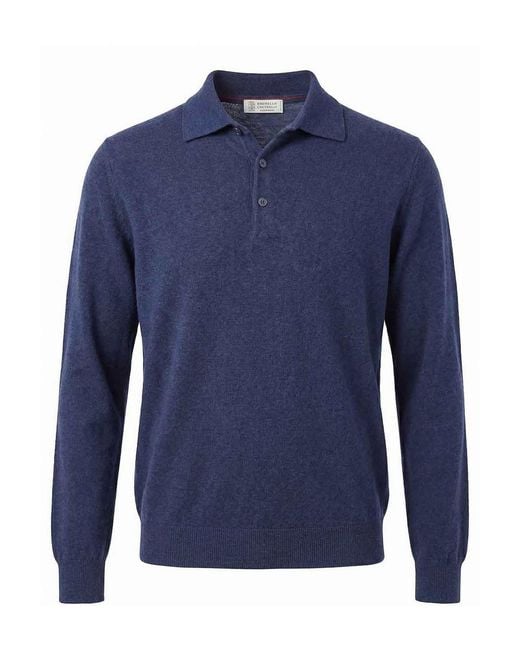 Brunello Cucinelli Blue Cashmere Sweater for men