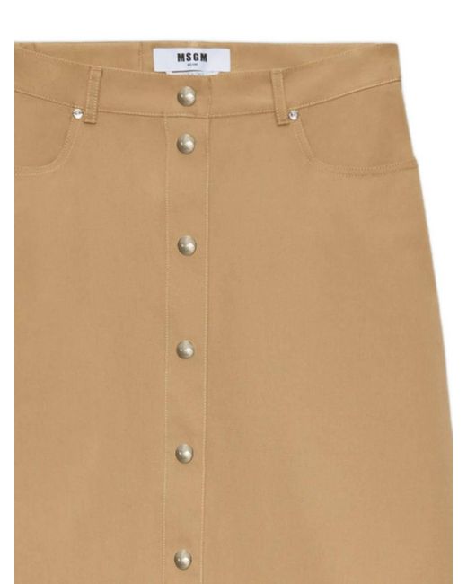 MSGM Natural Midi Skirt With Buttons