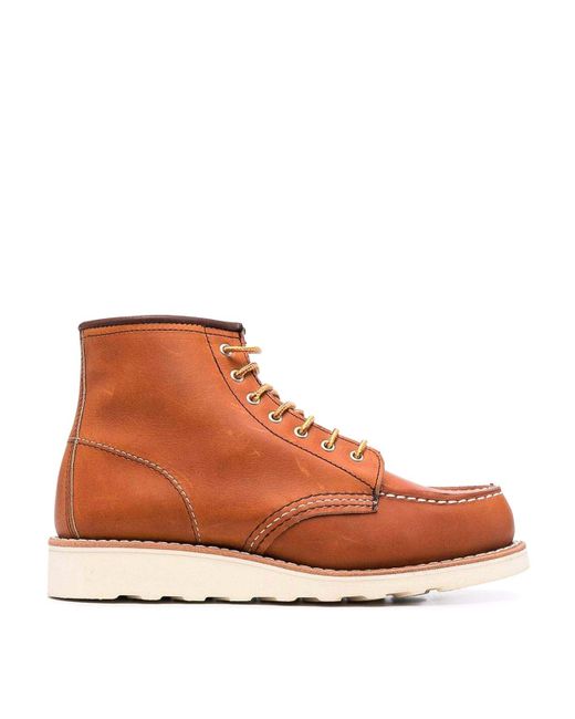 Red Wing Brown Classic Moc Leather Ankle Boots