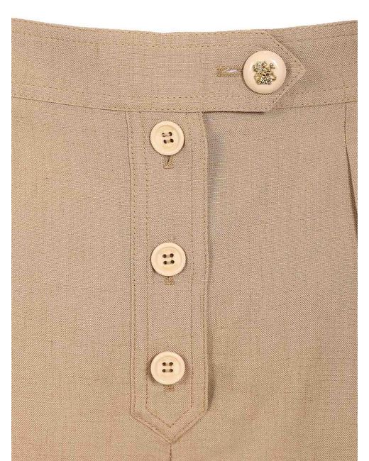 Valentino Garavani Natural Linen And Viscose Shorts