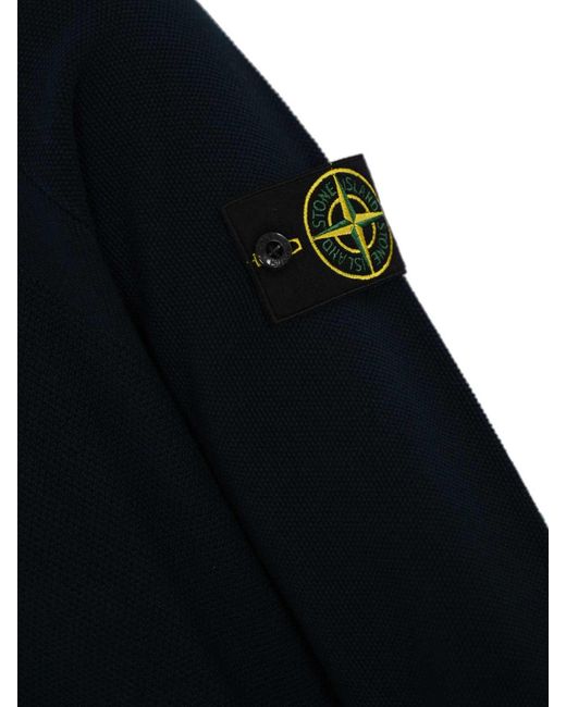 Stone Island Blue Cotton Micro Stitch Sweater for men