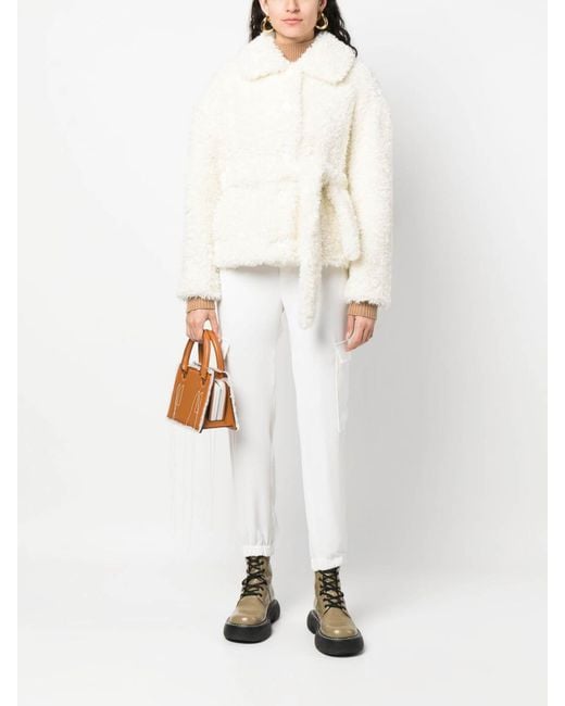 P.A.R.O.S.H. White Short Faux Fur Jacket