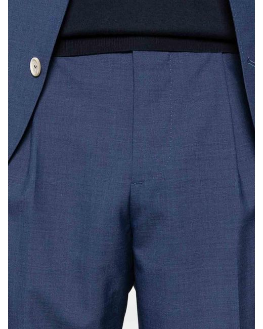 Brunello Cucinelli Blue Single-Breasted Suit With Peak Lapels for men