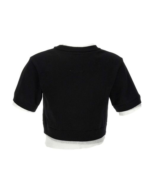 Maison Mihara Yasuhiro Black Contrast Insert Cropped Sweater for men