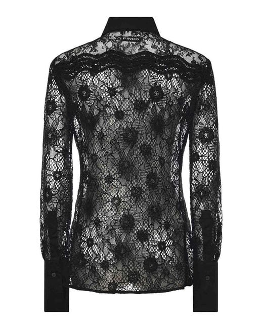 Pinko Black Tulle And Lace Shirt
