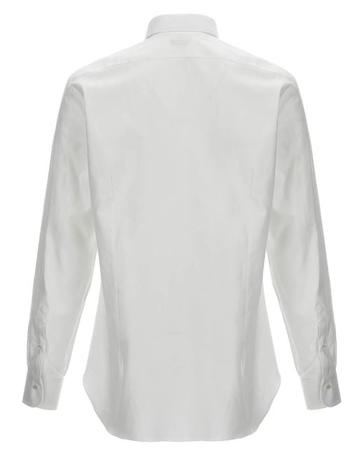 Barba Napoli White Cotton Shirt for men